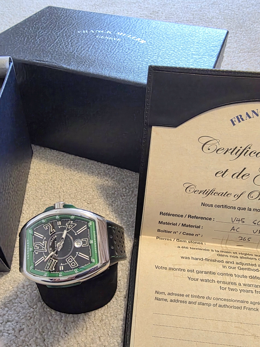 Franck Muller Racing Men's Green Dial Leather Strap Watch